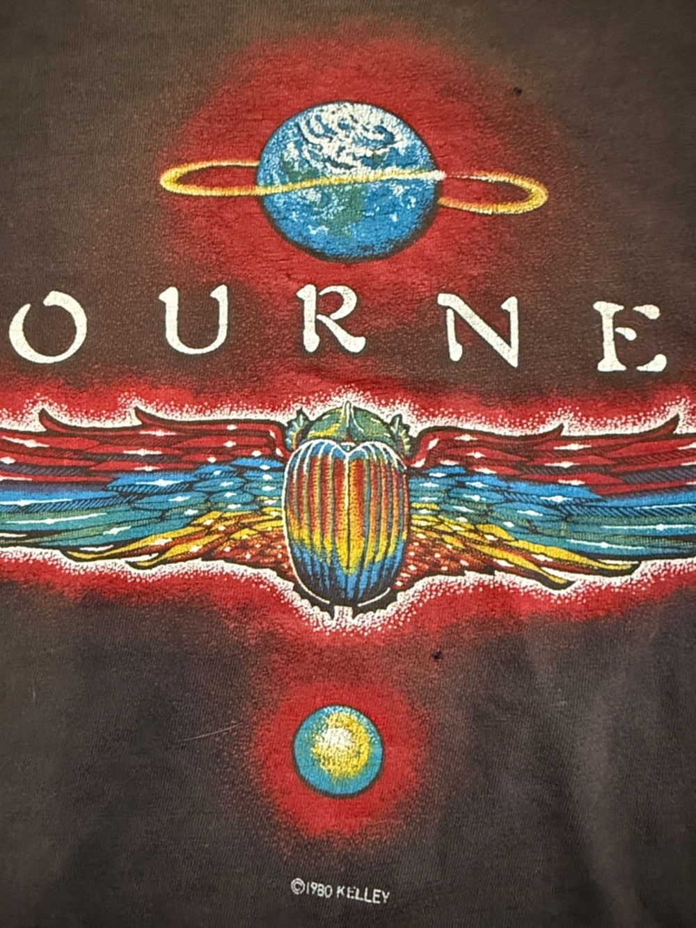 Authentic vintage 1980 Journey band world tour T-shirt. Tag list, distressed S